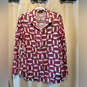 David Cline Red and White Geometric Shirt